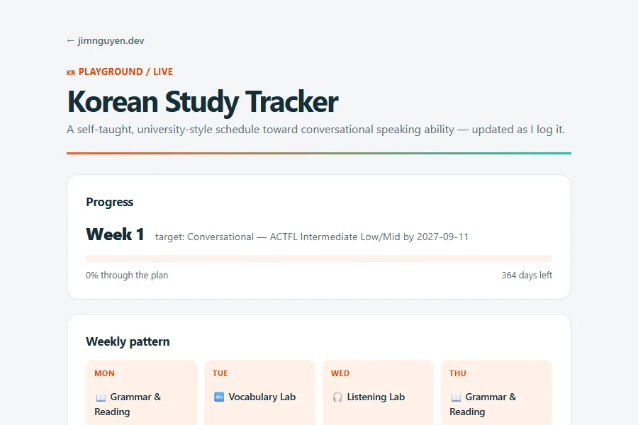 Korean Study Tracker